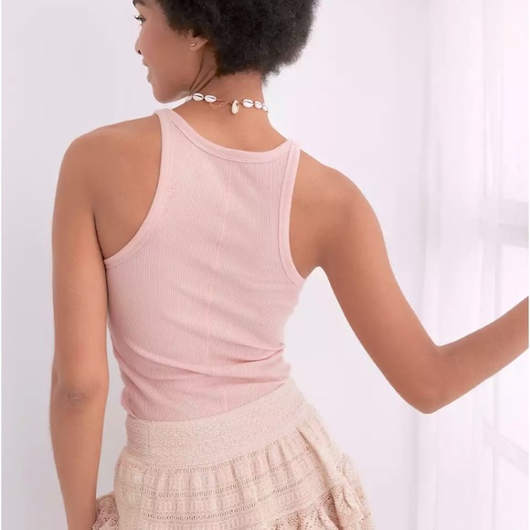 NEW AE HIGH Ribbed TANK TOP Dusty Rose Pink - Picture 2 of 8